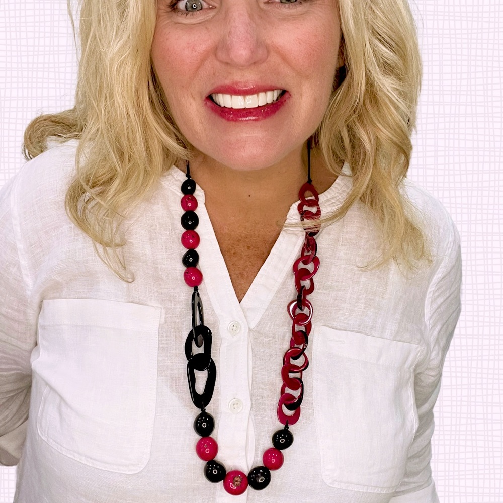 50% OFF! TAGUA & ACAI Necklace Handmade Ecuador Artisan Pink Tagua posh box